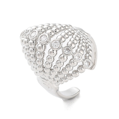 Rack Plating Brass Micro Pave Cubic Zirconia Cuff Rings RJEW-D025-11P-1