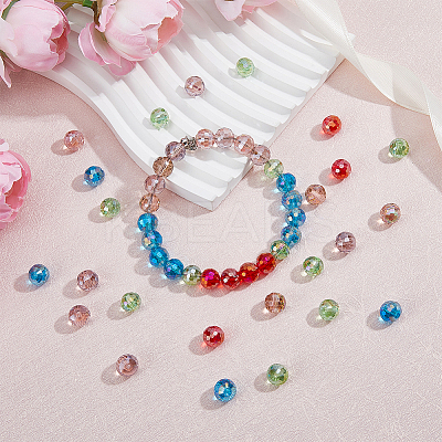120Pcs 6 Colors Electroplate Transparent Glass Beads Strands GLAA-FH0001-63-1