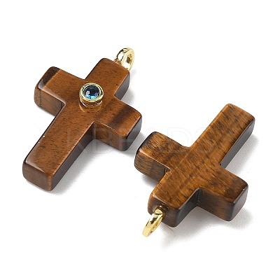 Natural Tiger Eye Pendants G-B180-01G-07-1