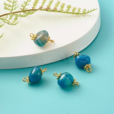 Natural Agate Dyed Beads Link Connectors PALLOY-JF00890-01-1