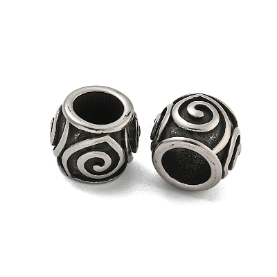 Barrel 304 Stainless Steel European Beads STAS-E214-04AS-1