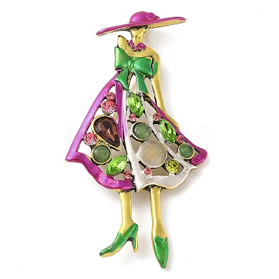 Fashion Lady Alloy Rhinestone Brooches JEWB-Z024-01AG-1