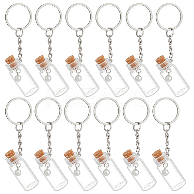 16Pcs Glass Bottle Keychains KEYC-NB00036-1