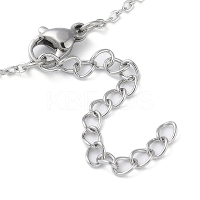 304 Stainless Steel Cable Chain Bracelet with Enamel Rondelle Beaded BJEW-G683-02P-1