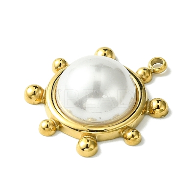 Ion Plating(IP) 304 Stainless Steel Pave Shell Pearl Pendants FIND-Z028-35A-1