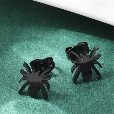 Halloween Spider 304 Stainless Steel Stud Earrings for Women LS-EJEW-B019-01EB-1