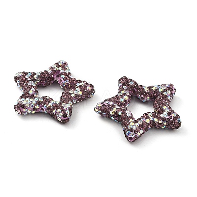 Star Shape Polymer Clay Rhinestone Beads CLAY-NH0001-06F-1