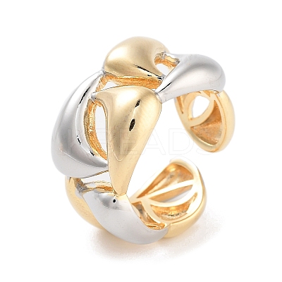 Brass Teardrop Open Cuff Ring for Women RJEW-C102-06GP-1