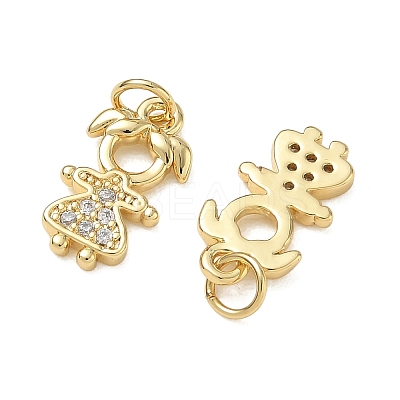 Brass Micro Pave Clear Cubic Zirconia Pendants CU-CBA9AFC-01G-34-1