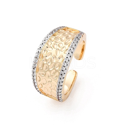 Brass Micro Pave Clear Cubic Zirconia Cuff Finger Rings for Women RJEW-C116-10G-1