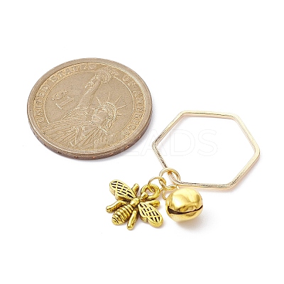 Alloy Bees and Iron Bell Pendant Decoration HJEW-JM01307-01-1