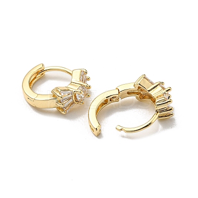 Brass with Clear Cubic Zirconia Hoop Earrings EJEW-B035-21KCG-1