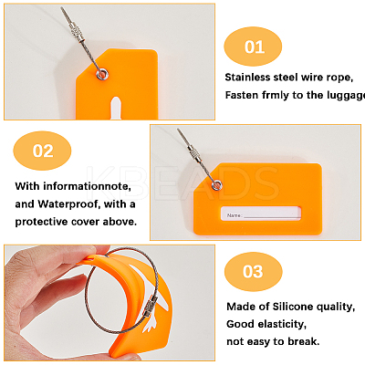 5Pcs 5 Colors Rectangle with Airplane Pattern Silicone Luggage Tag DIY-SP0002-77A-1