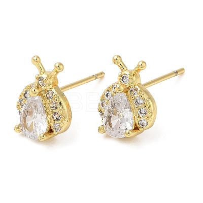 Rack Plating Bee Triangle Dangle Hoop Earrings with Cubic Zirconia EJEW-D061-27G-1