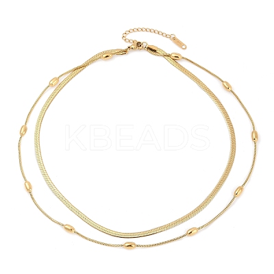 304 Stainless Steel Snake Chain Double Layer Necklaces for Women NJEW-Z072-03G-1