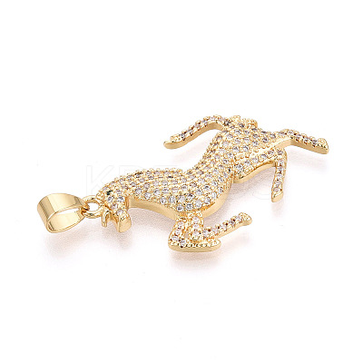 Brass Micro Pave Clear Cubic Zirconia Pendants KK-T080-03G-1