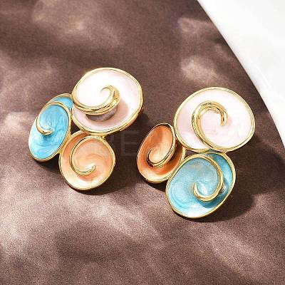 304 Stainless Steel Enamel Spiral Stud Earrings for Women EJEW-A138-03G-1