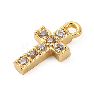 Brass Micro Pave Clear Cubic Zirconia Charms KK-V016-22A-G-1
