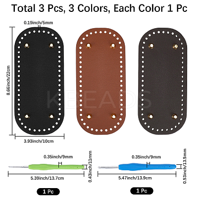 3Pcs 3 Colors Oval PU Leather Knitting Crochet Bags Nail Bottom Shaper Pad DIY-CL0002-16-1