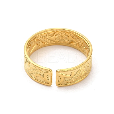 Ion Plating(IP) 304 Stainless Steel Cuff Wide Band Finger Rings RJEW-L107-009G-1