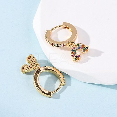 Rainbow Brass Micro Pave Cubic Zirconia Hoop Earrings EJEW-F384-13G-1