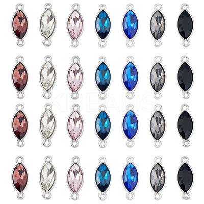 28Pcs 7 Colors Alloy Glass Connector Charms FIND-HY0001-87-1