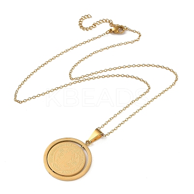 304 Stainless Steel Rotatable Saint Benedict Medal Pendant Necklaces for Women NJEW-G187-01G-1