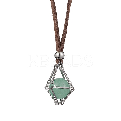 Crystal Holder Cage Necklace NJEW-JN04587-01-1