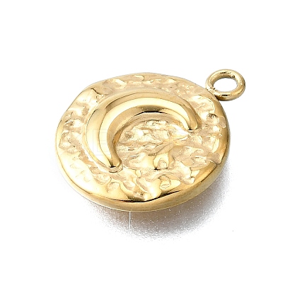Hammered 304 Stainless Steel Pendants STAS-H233-15G-1