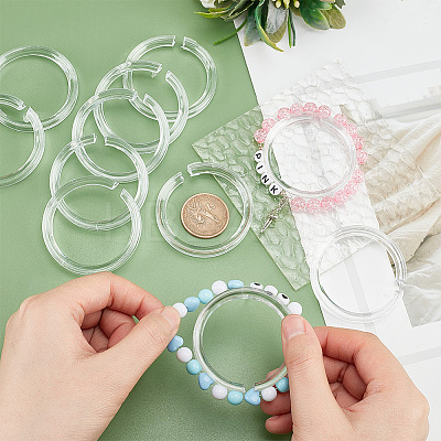 20Pcs Small Transparent Shelf Bangle Organizer Bracelet Displays Stand Jewelry Holder BDIS-PH0001-04-1