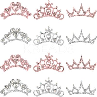 12Pcs 6 Style Non-woven Fabric Rhinestone Patches DIY-FH0004-86-1