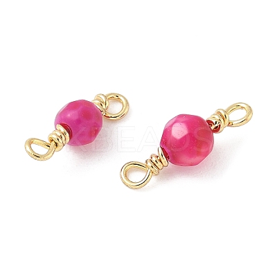 Dyed Natural Agate Faceted Round Connector Charms KK-C097-06G-01-1