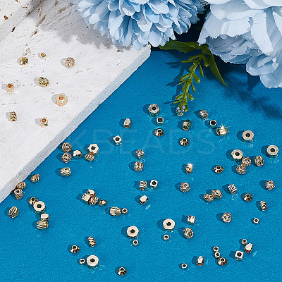 80Pcs 8 Styles Brass Spacer Beads KK-BBC0025-81-1