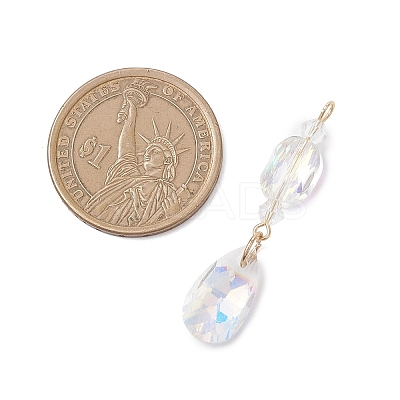 3Pcs Glass with 304 Stainless Steel Pendants PALLOY-JF04729-1
