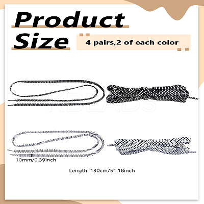 4 Pairs 2 Colors Polyester Shoelaces DIY-LP0005-90-1