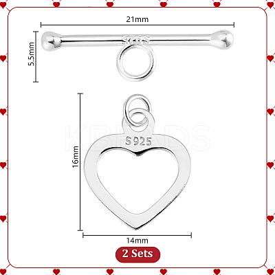 2Pcs 925 Sterling Silver Toggle Clasps FIND-PH0022-60-1