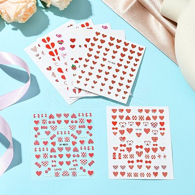 7 Sheets 7 Styles Valentine's Day Theme Paper Nail Art Sticker DIY-CJ0002-86-1