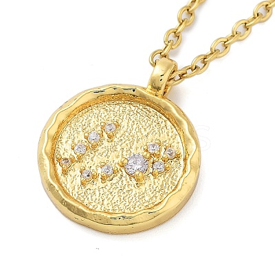 304 Stainless Steel Cubic Zirconia Constellation Flat Round Pendants LS-STAS-S145-01F-1