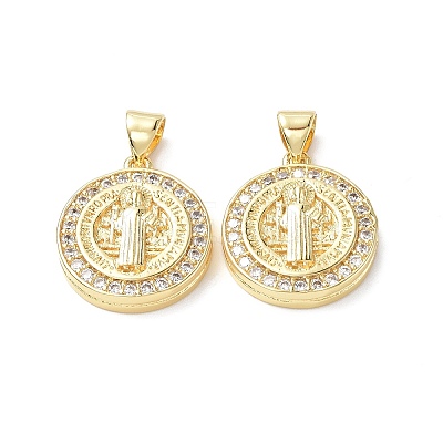 Brass Micro Pave Cubic Zirconia Pendants KK-F845-20G-1