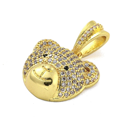 Brass Micro Pave Clear Cubic Zirconia Pendants KK-R159-04G-1