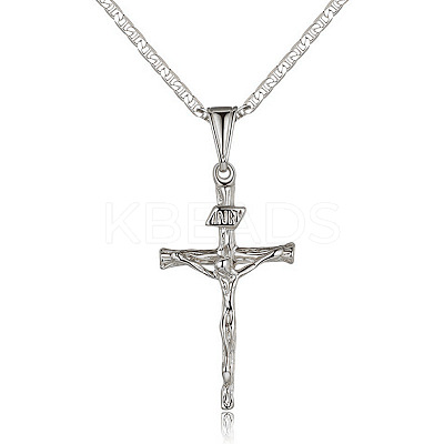 Brass Religion Jesus Cross Pendant Necklaces for Women Men FS-WGB920B-01-1