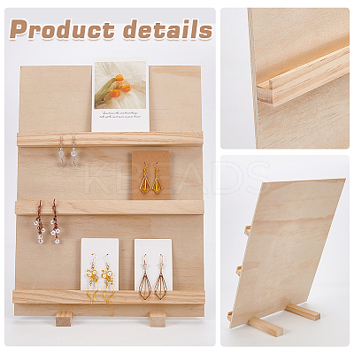 Pine Wood Place Card Display Stands ODIS-WH0025-188-1