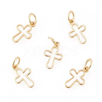 Brass Tiny Cross Charms X-KK-G258-02-NR-1