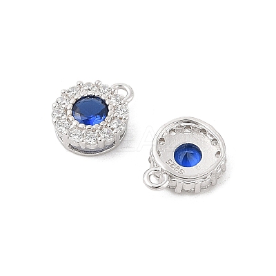 925 Sterling Silver Clear & Dark Blue Cubic Zirconia Flat Round Charms STER-NH0001-78P-1