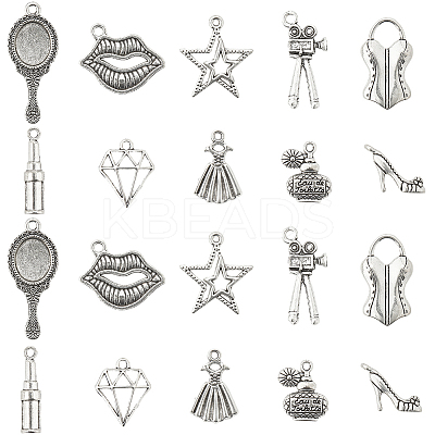60Pcs 10 Styles Tibetan Style Alloy Pendants Sets TIBEP-SC0003-21-1
