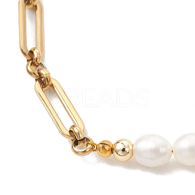 Natural Cultured Freshwater Pearl Beads Link Bracelets BJEW-JB13511-01-1