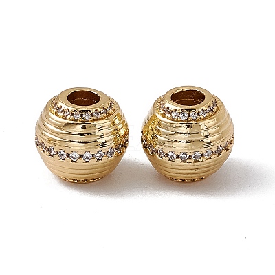 Rack Plating Brass Micro Pave Cubic Zirconia Beads KK-C007-46G-1