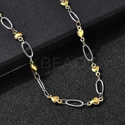 304 Stainless Steel Heart Link Chain Necklaces for Women NJEW-A046-02B-GP-1