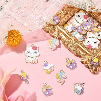 60Pcs 6 Styles Alloy Enamel Pendants ENAM-CJ0004-90-1
