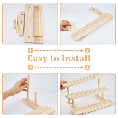 3-Tier Wood Earring Display Card Organizer Riser Rack ODIS-WH0099-21-1
